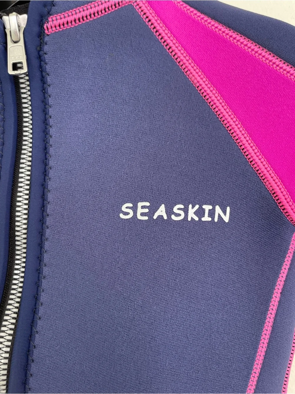 Seaskin Kids Navy Blue Purple Shorty Wetsuit sz 8